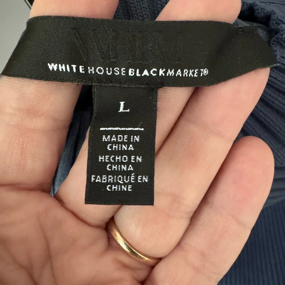 White House Black Market Blue Ribbed Sleeveless Sweater. - Picture 7 of 11